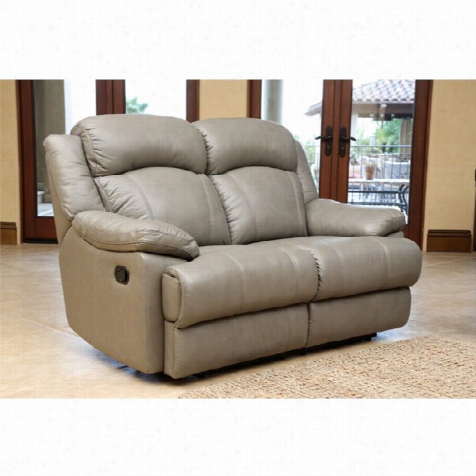 Abbyson Living Warwick Leather Reclining Loveseat In Grey