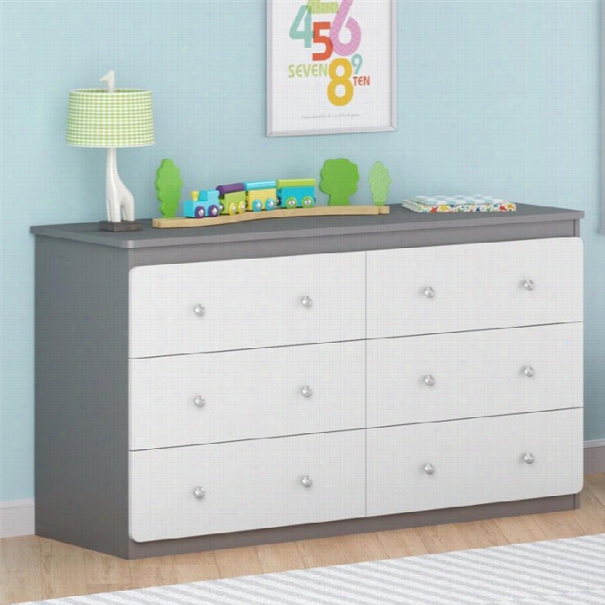 Ameriwood Cosco Willow Lake 6 Drawer Dresser In Light Slate Gray