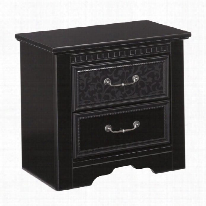 Ashley Cavallino 2 Drawer Wood Nightstand In Black