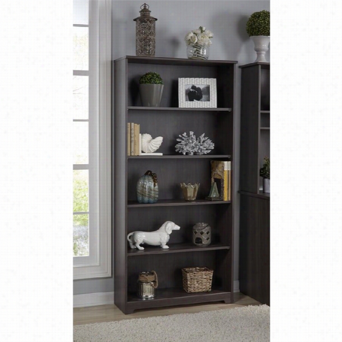 Bush Cabot 5 Shelf Bookcase In Heather Gray