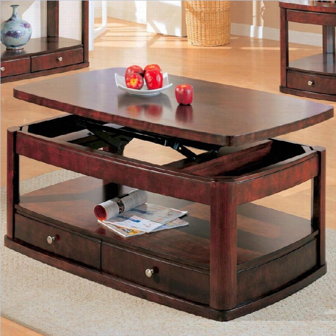 Ckaster Evans Contemporary Ctangular Lift Top Cocktail Tabl E In Cherry