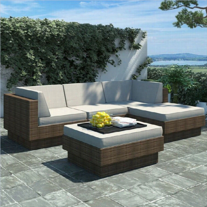 Corliving Park Terrace 5 Piece Secti Onal Patio Set In Coral Sand