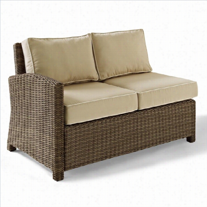 Crosley Furniture Bradenton Outdoor Wicker Sectional Right Loveseat Withh Sand Cushions