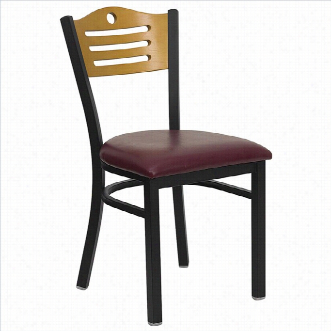 Flash Furniture Hercules Black Slat Back Dinin G Chair In Burgndy