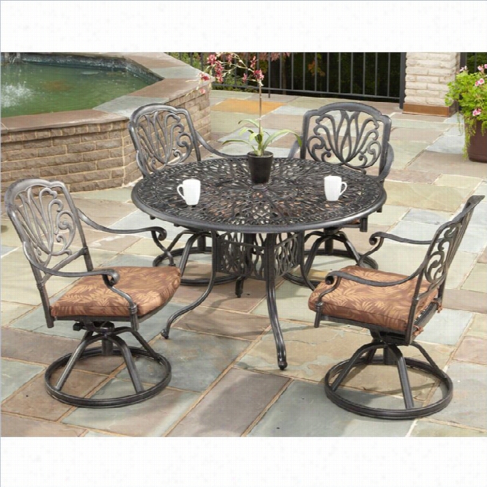 Home Styles Floral Blossom 5  Piece Mteal Patio Dining Set-42table