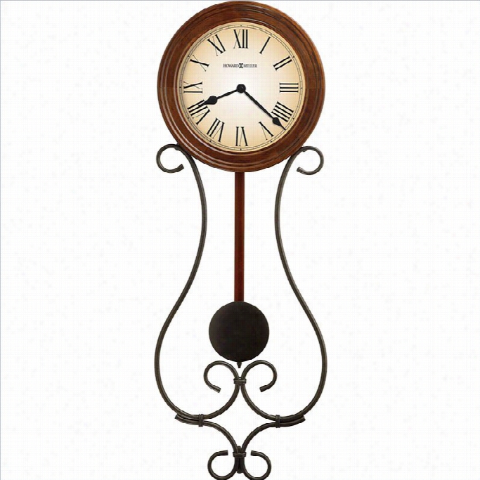 Howard Mmiller Kersen Wall Clock In Warm Antique Gray And Merciana Cherry Finish