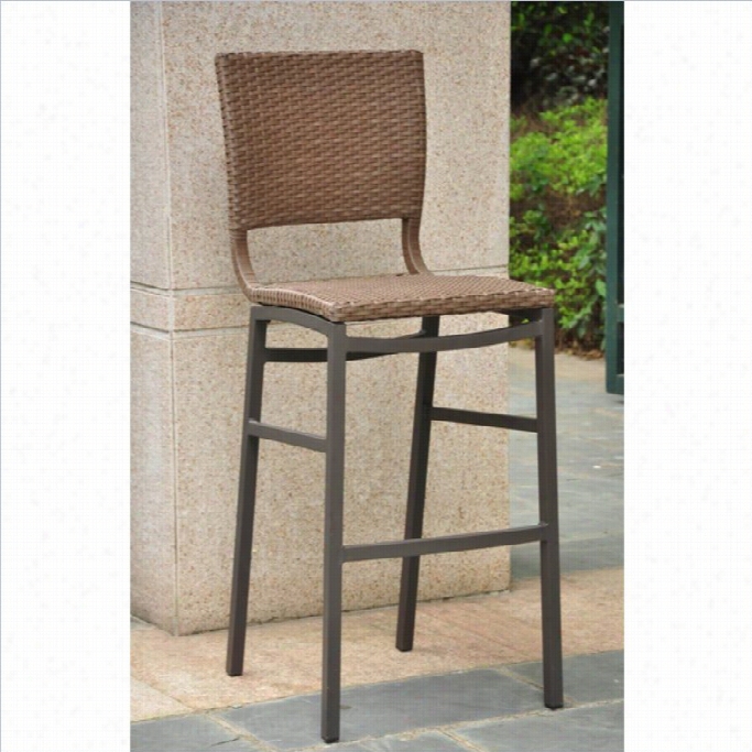 International Caravan Barcelona 30 Wicker Bar Stools In Honey (set Of 2)