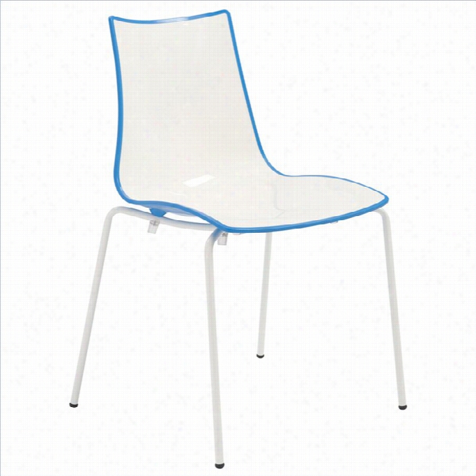 Italmodern Zebra  Stacking Dining Chair In Whi Te And Cornflowr