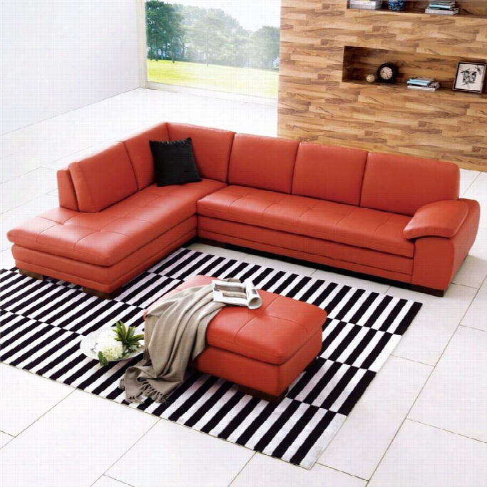 J&m Furniture 625 Italian Leather Left Sectional In Pumpkin