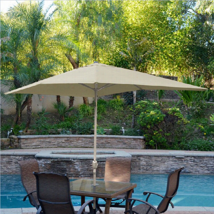 Jeco6.55' X 10 Aluminum Patio Market Umbrella Tilt With Crznk I Tan Fabric Grey Pole