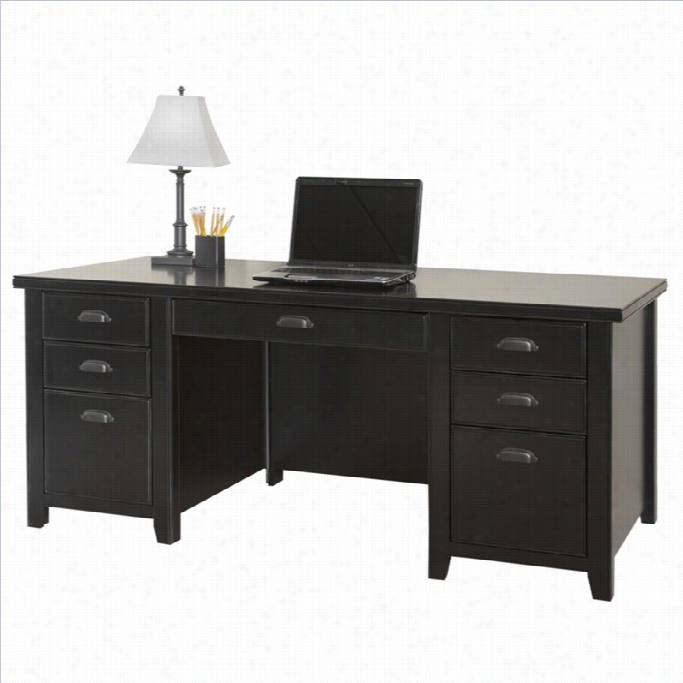 Kathy Irland Home By Martin Tribeca Loft Double Pedestal Woodd Executive De Sk In Black