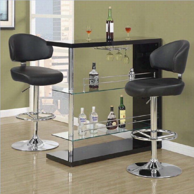 Mnarch 2 Faux Leather Bar Stoool In Black And Chrome