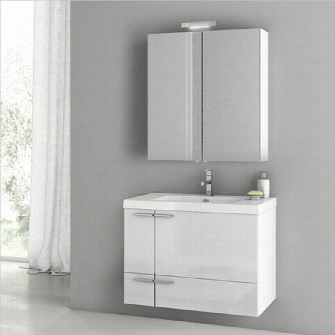 Nameek's New Space 32 Wlal Mounted Bthroom Vanity Set In Glossy White