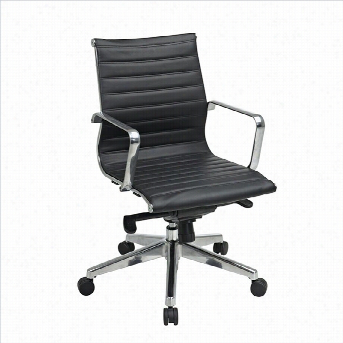 Office Star Deluxe Black Eco Leather Mid Back Office Chair