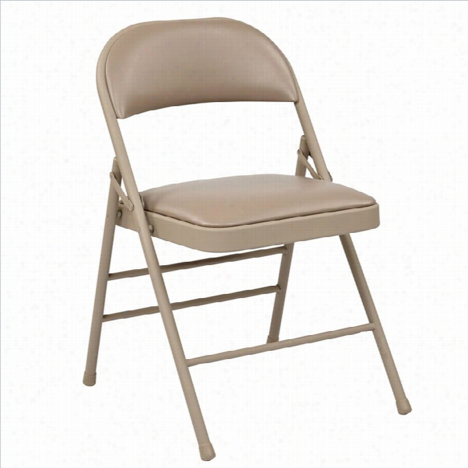 Office Starff Serie Sset Of 4 Folding Chair With Vinyl Seat In Tan