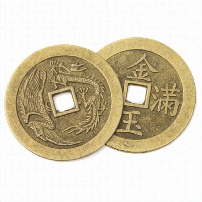 Oriental Furniture Round Chinese Coin In Gold