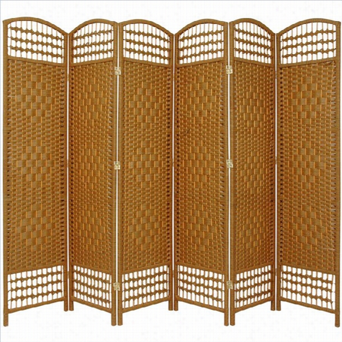 Oriental Furniture Six Panel Fiber Weave Room Dividrr In Light Beige