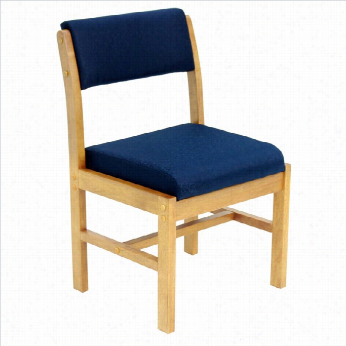 Regency Belcino Leg Base Side Guest Chair In Meium Oak And Blue