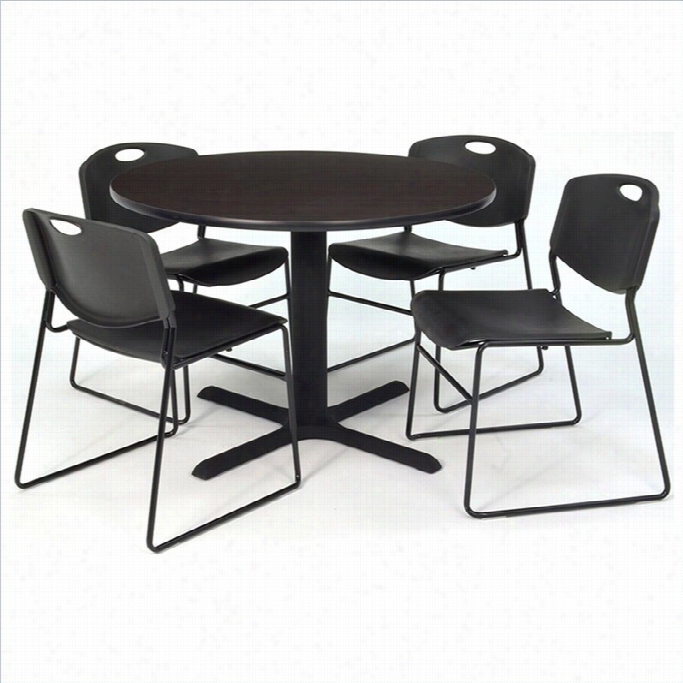 Regency Circuit Table With 4 Zeng  Stack Chairs In Mocha Walnut And Black-30
