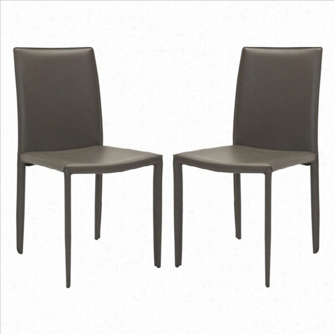Safavieh Eloise Iron And Leather Dining Chair In Gr Ey (set Of 2)