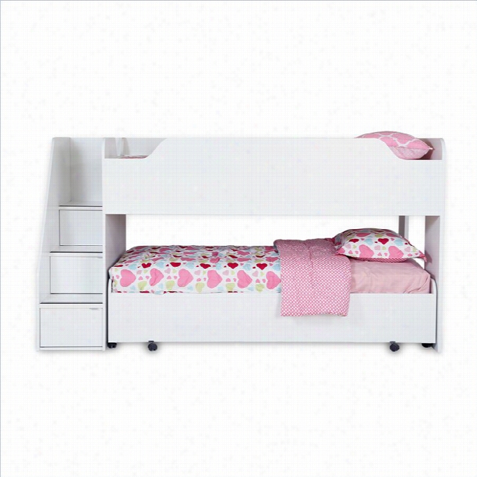 Sou Th Shore Mobby Twin Loft Bde With Trundle In Pure White