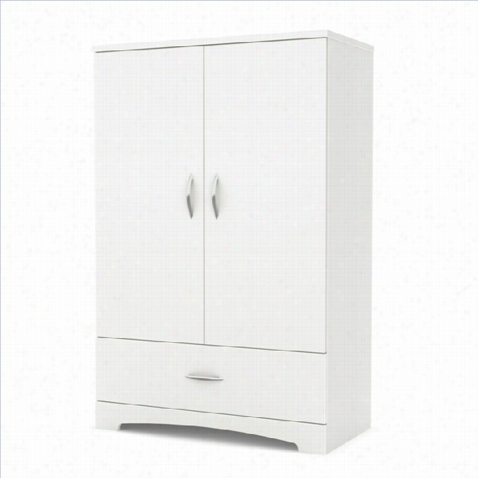 South Shore Step One Armoire In Pure White