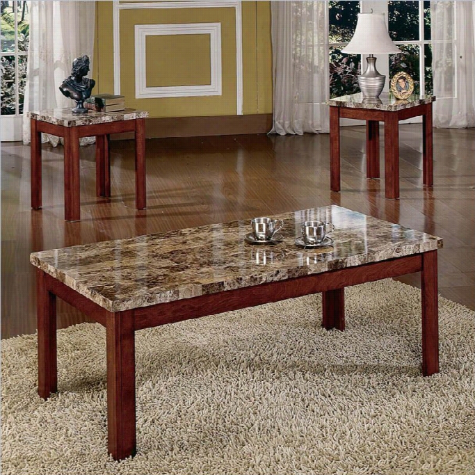 Steve Silver Company Montibellp 3 Piece Coffee Ad End Table Set In Multi-stel Cherry