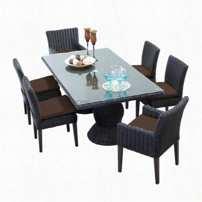 Tkc Venice 7 Piece Wicker Patio Dining Set In Cocoa