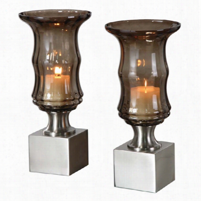 Uttermost Araby Ssmo Ked Glass Candleholder S(set Of 2)