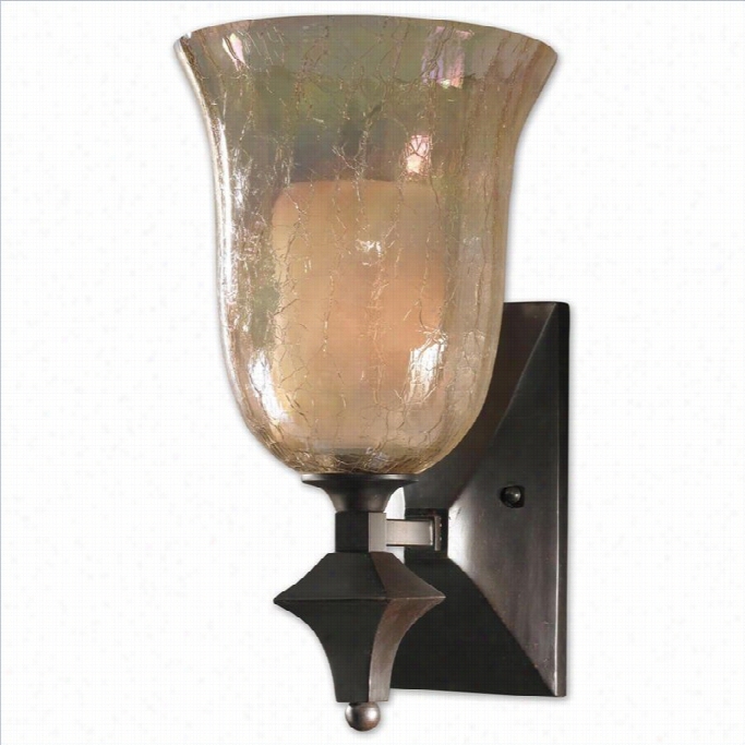 Uttermost Elba 1 Light Crackled Glass Wall Sconce In Distressed Spice