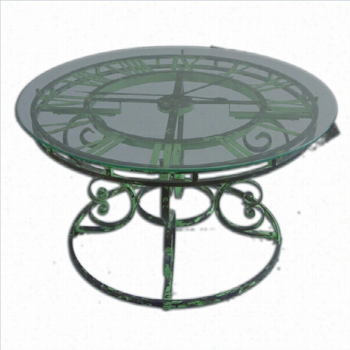 Uttermost Gil Bertine Clock Table In Antiqued Light Green