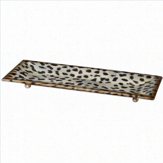 Uttermost Malawi Bhrished Cheetah Print Ceramic Tray