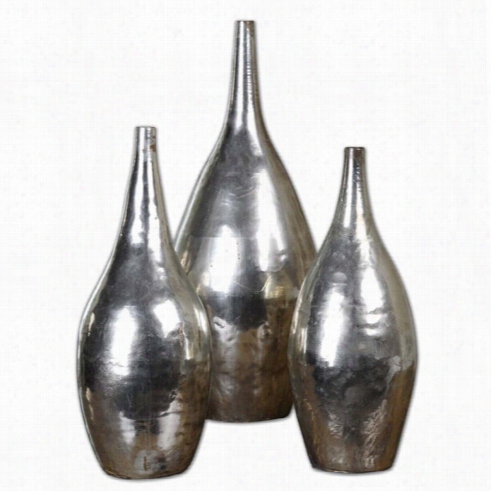 Uttermost Rajata Sillver Vases (set  Of 3