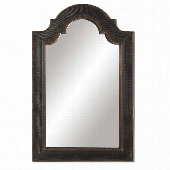 Uttermost Ribbed Arch Antique Wall Mirror N Black With Antique Gold Trim