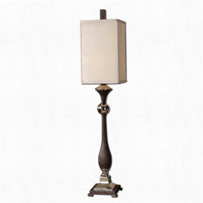 Greatest Valstrona Polishde Nickel Buffet Lamp In Textured Rusty Black