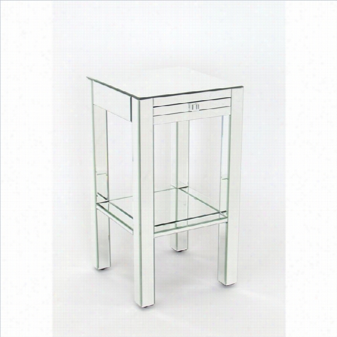 Wayborn Pine Wood Beveled Mmirror Side Table