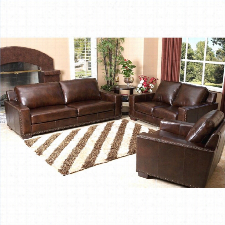 Abbyson Living Beverly 3 Piece Leather S Ofa Set In Espresso