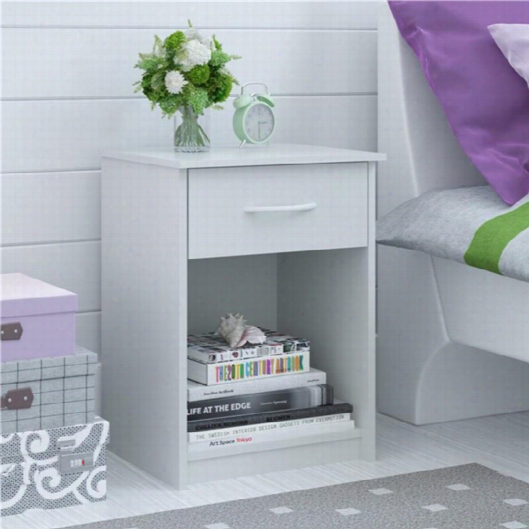 Ameriwoood 1 Rdawwer Wood Nightstand In White Stipple