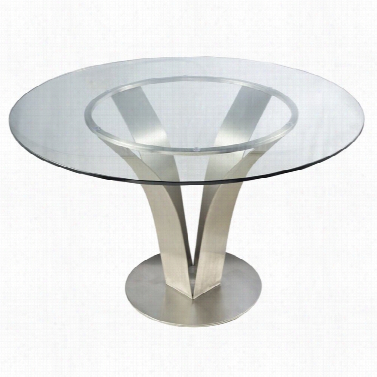 Armen Living Cleo Contemporary Dining Table In Stainless Steel