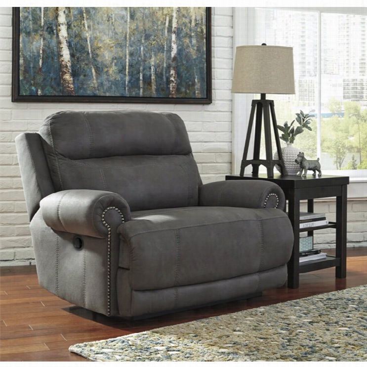 Ashley Austere Faux Leather Zero Wall Recliner In Gray