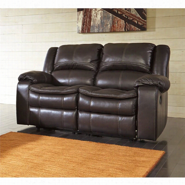 Ashley Long Knight Faaux Leather Power Reclining Looveseat In Brown