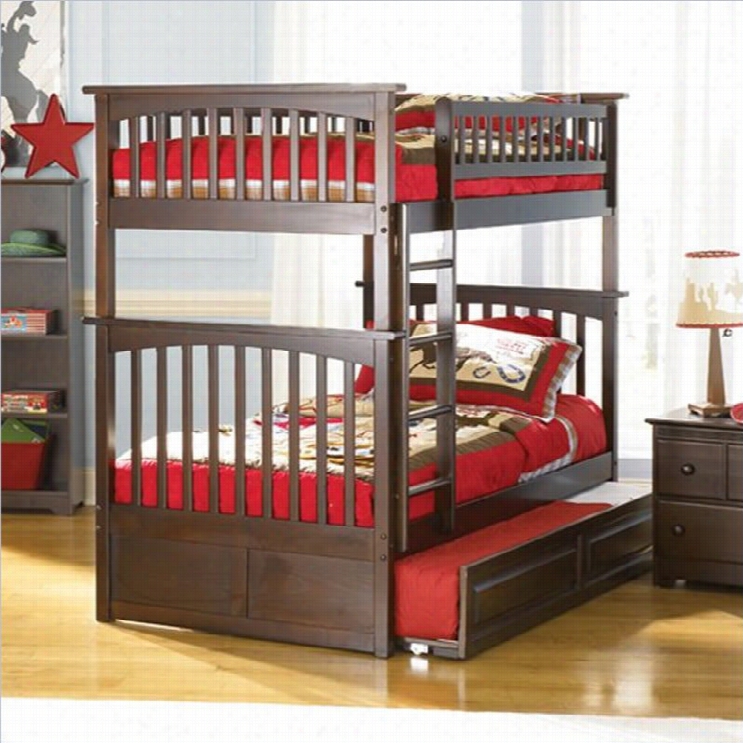 Atlantic Furniture Columbia Twin Over Twin Bunk Bed In Antique Walnut