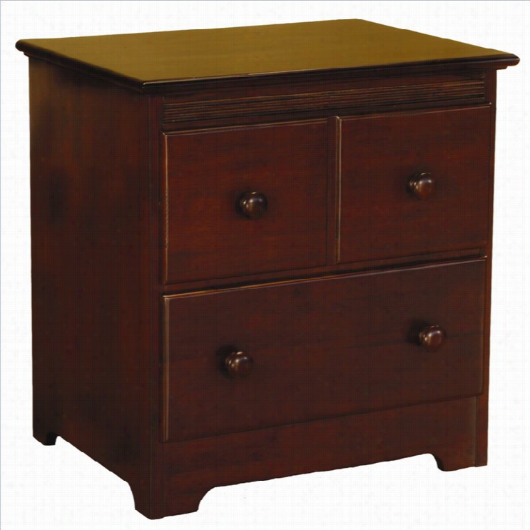 Atlantic Furniture Windsor 2 Drawer Nightstand In Antique Walnut