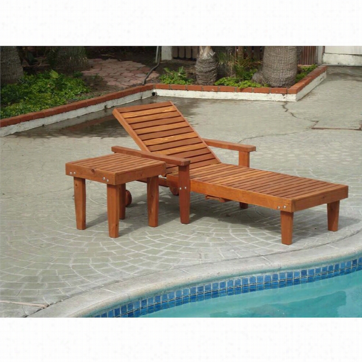 Most Wise Redqood Single Summer Patko Chaise Lounge With Wheels And Table-sper Deck