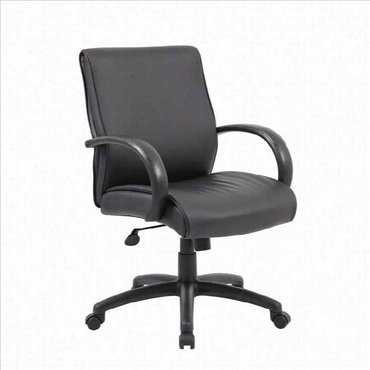 Boss Office Mid Back Executive Al Uminum Office Chair In Black With Knee Tilt