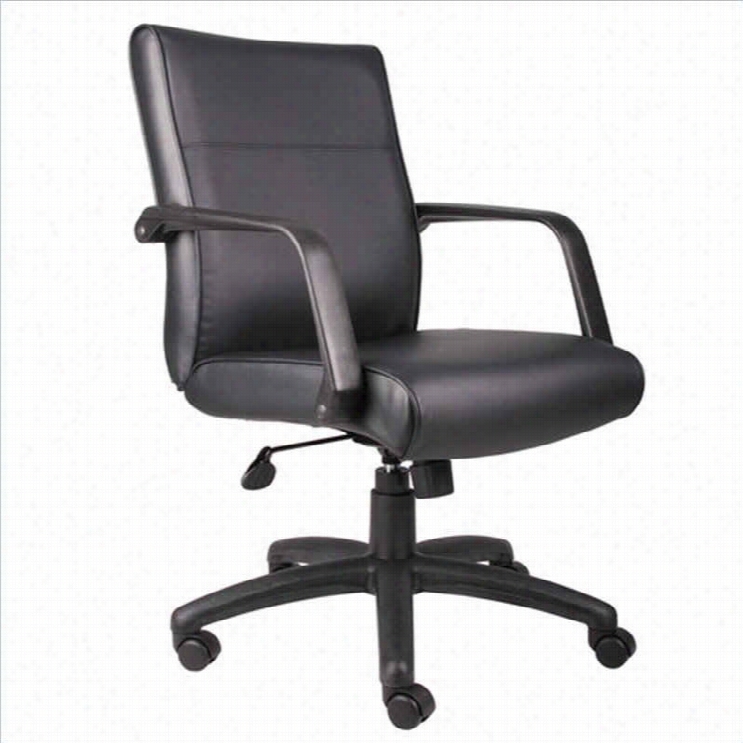 Boss  Work Products Mid Back Executive Offic E Chair In Leather Plus