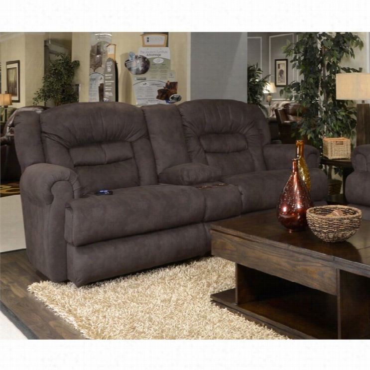 Catnapper Atlas Reclining Console Fabric  Loveseat In Sable