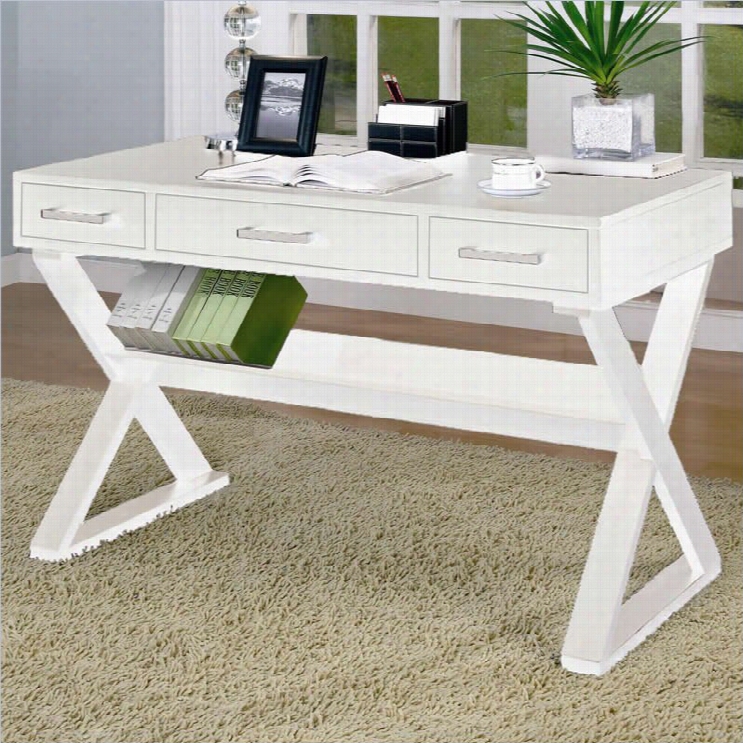 Coaster Desks Desk With Three Drawer In White