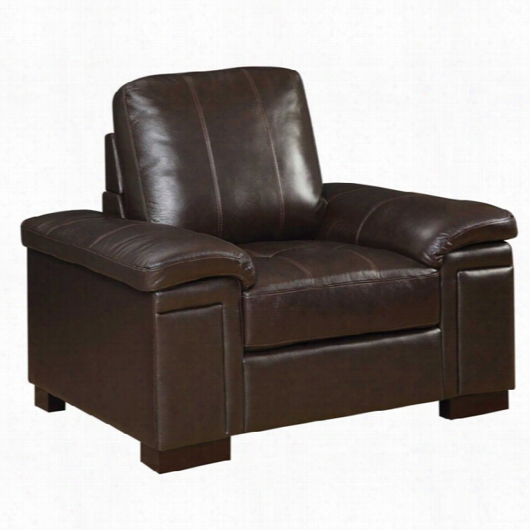 Coaster Winfred Leatheer Chair In Dark Brownn