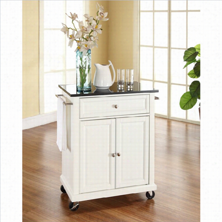 Crosley Furniture Solid Black Granite Rise To The ~ Of Kitchen Cart In White